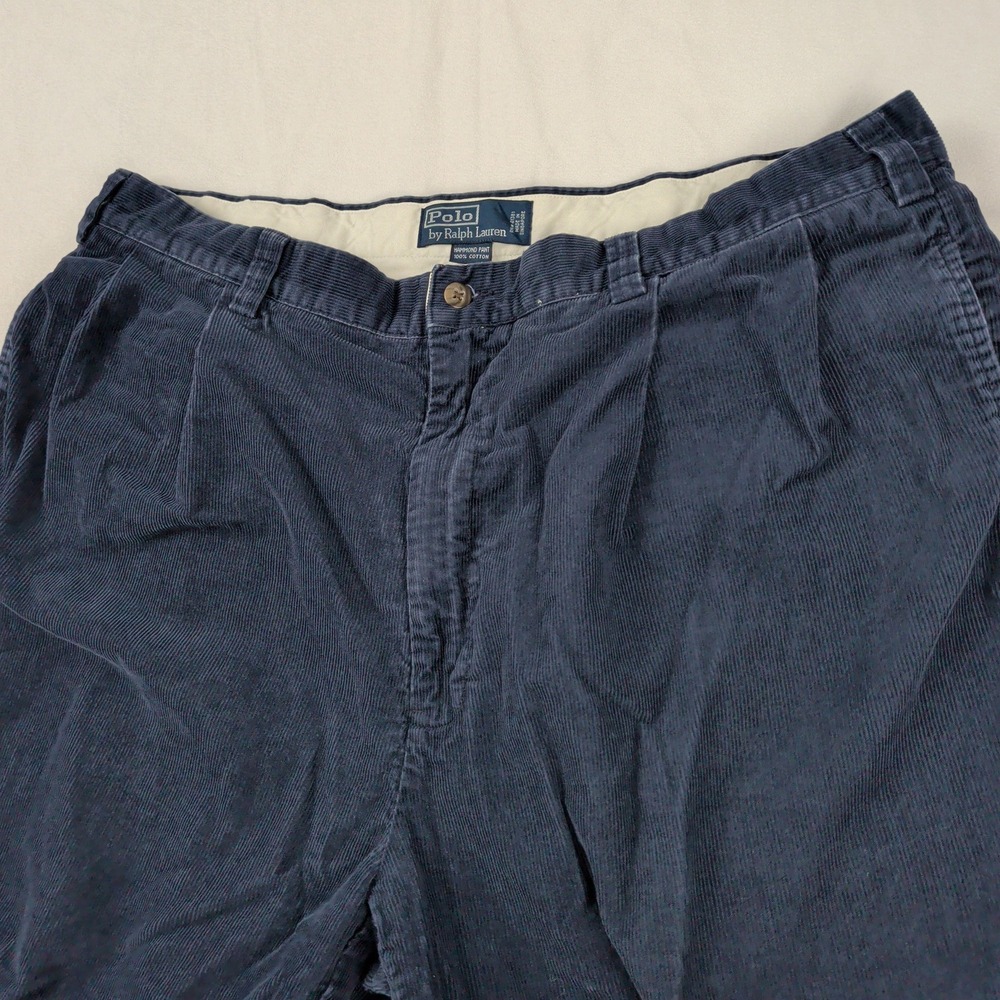 Polo Ralph Lauren Cordoury Hammond‎ Pants Men Size 40x32 Blue Cuffed Pleated
